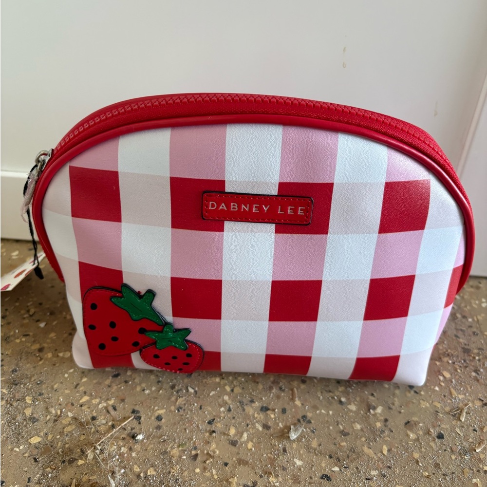 Dabney Lee Red and Pink Checkered Makeup Bag - Picture 1 of 1